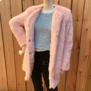 Baby Pink Faux Fur Coat